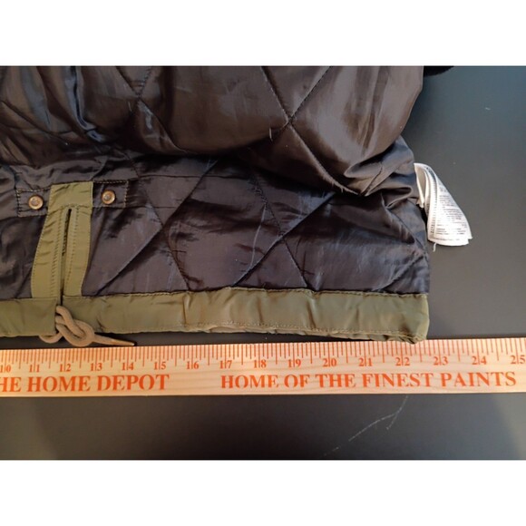 Gap Winter Jacket Hood Zip Moss Green Women's S Velour Lined Pockets Knee Length - Picture 15 of 16